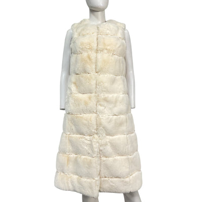 Milly Plush Cream Tanya Long Faux Fur Vest Size Petite