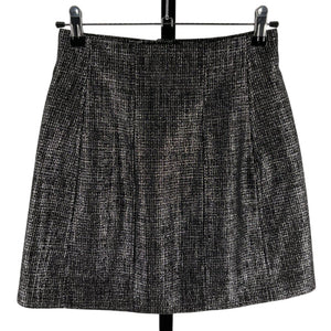 Alessandra Rich Chic Black And Silver Tweed Button-Front Mini Skirt Size IT 38 / US 2 NWT