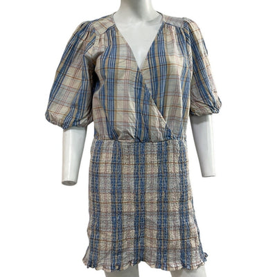 Sézane Checked Blue And White Ellen Dress Size L
