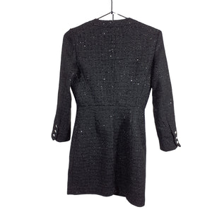 Maje Sequined Black Tweed Mini Size 4 US / 36 EU Dress