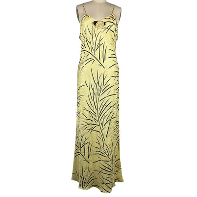 Rodarte Embellished Printed Pastel Yellow Slip Dress Size 12