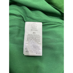 Farm Rio 'Lea' Green Linen One-Shoulder Pleated Mini Dress Size XS
