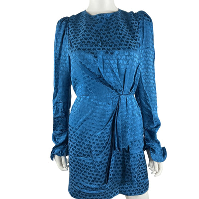 Saloni Textured Monarch Blue Debbie Dress Size 4