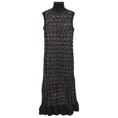 Ganni Metallic Black Turtleneck Midi Size XXS Dress
