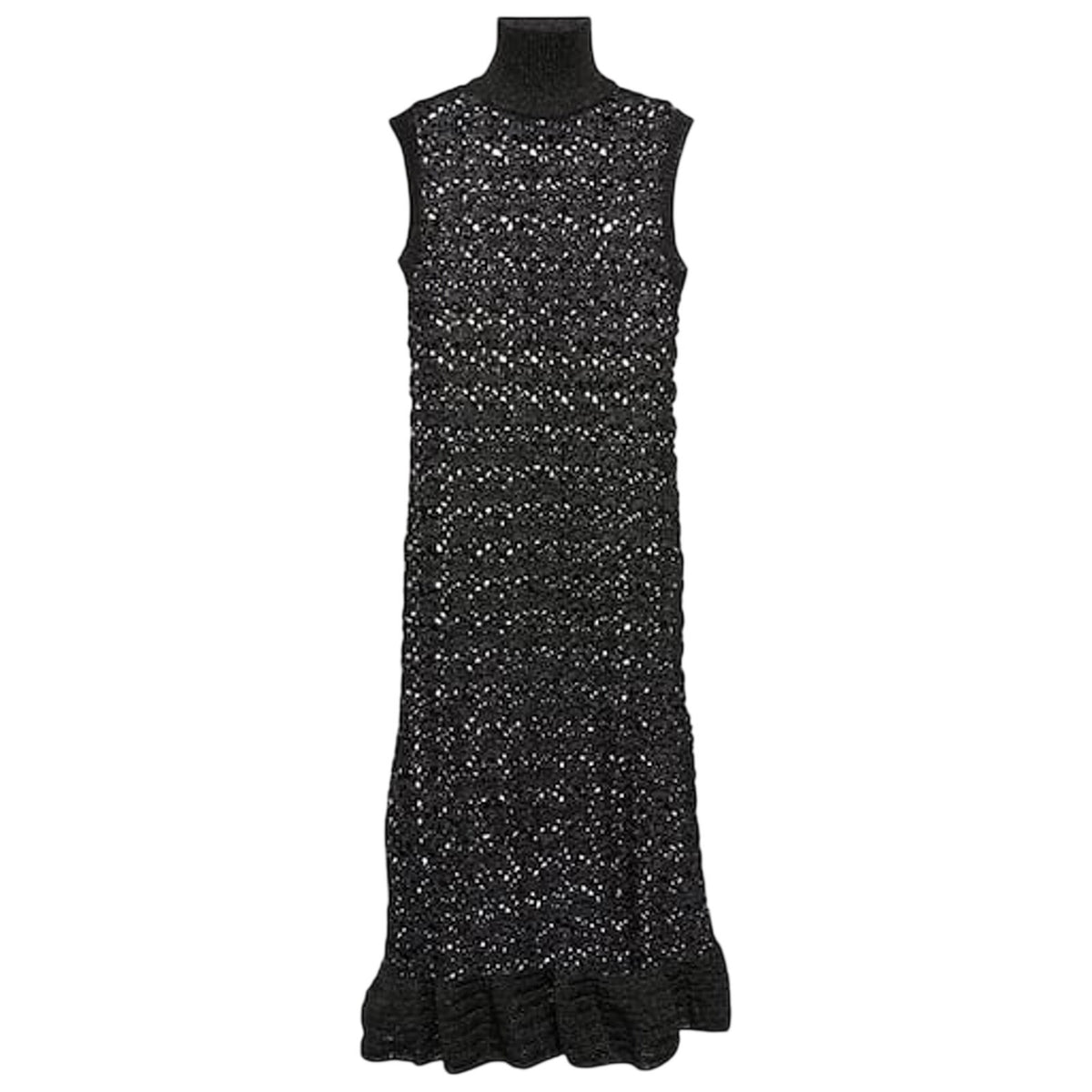 Ganni Metallic Black Turtleneck Midi Size XXS Dress