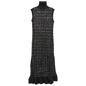 Ganni Metallic Black Turtleneck Midi Size XXS Dress