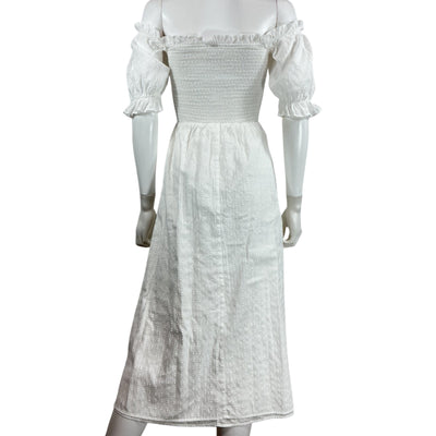 Reformation Smocked White Arianna Midi Dress Size XS