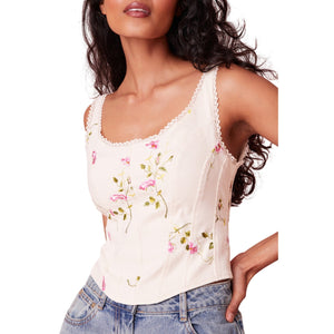 LoveShackFancy Floral Cream Rhapsody Bustier Top Size 6 NWT