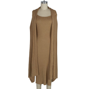 Lpa Ribbed Tan Salmah Size M Dress