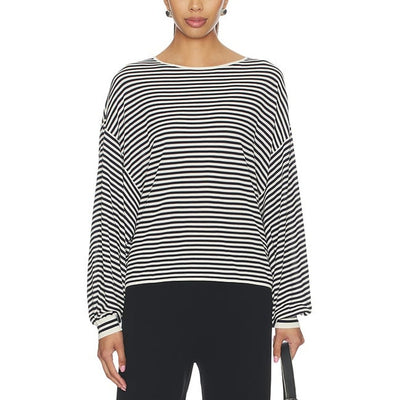 Frame Relaxed Cream Black Striped Slouchy Sweater Size S