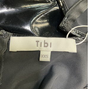 Tibi Sleek Black Tech Patent Bodysuit Size XXS