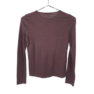 Vince Textured Brown Plaid Jacquard Crew Size S Top