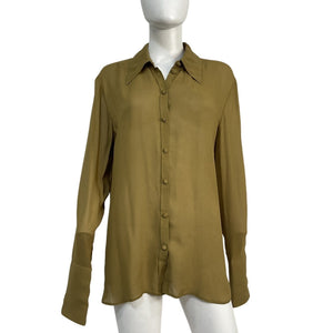 Tory Burch Lightweight Green Georgette Blouse Size US 10