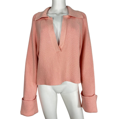 L'Academie Ribbed Pink Harvey Pullover Sweater Size L