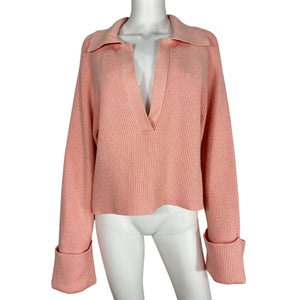 L'Academie Ribbed Pink Harvey Pullover Sweater Size L
