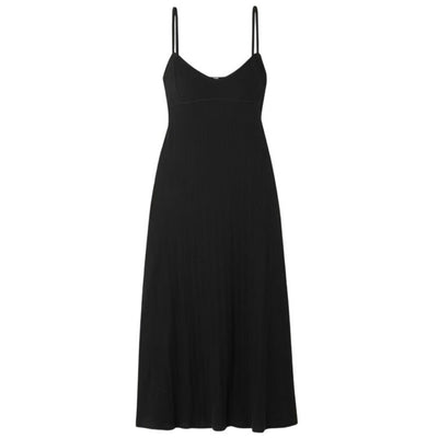 Toteme Ribbed Black Organic Cotton Blend Jersey Maxi Dress Size XS