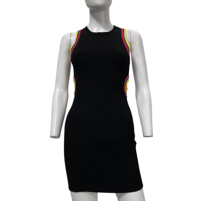 Milly Ribbed Black Crochet Cutout Minidress Size XS P