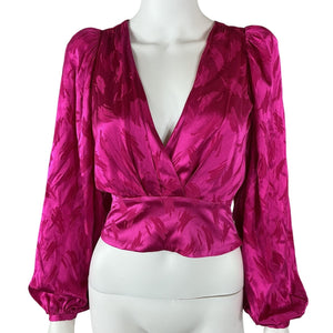 Ronny Kobo Silk Blend Fuchsia Eugina Top Size XS