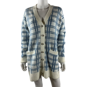 Majorelle Cozy Blue And White Steph Cardigan Dress Size S