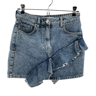 Iro Ruffled Blue Priscia Mini Skirt Size 36 EU / US 4