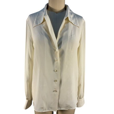 Saint Laurent Luxe Cream Button Front Blouse Size FR 34 / US 2