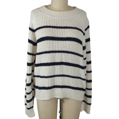 Vince Ribbed White Crewneck Sweater Size Large