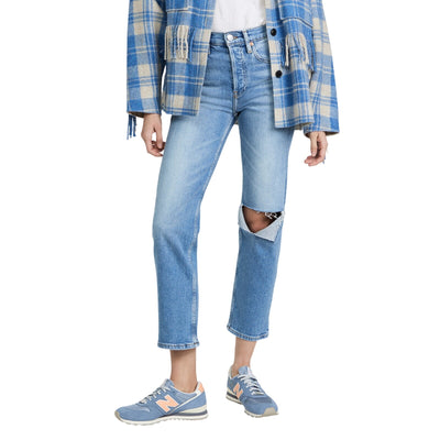 Re/Done Distressed Rodeo Indigo 70s Stove Pipe Denim Jeans Size 23