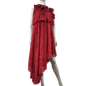 Amur Romantic Red Floral Ruffle Dress Size 2