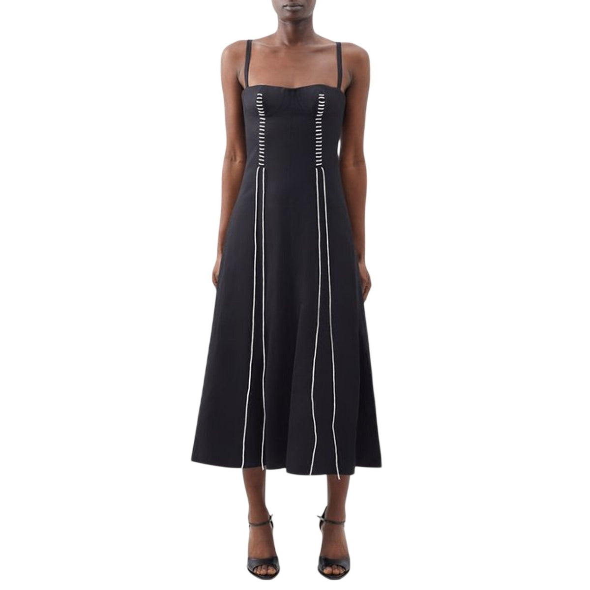 Chloðð? Topstitched Black Bustier Midi Dress Size FR 46 / US 14 NWT