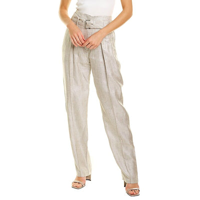 Iro Linen Blend Heather Grey Najava Trousers Size 34