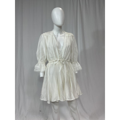 Sabina Musayev 'Harbor' White V Neck Elbow Sleeve Dress Size L