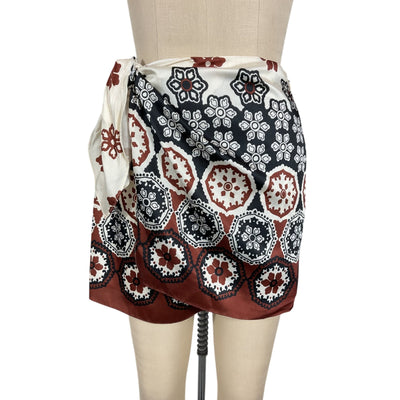 Tanya Taylor Patterned Cream Deep Clay Multi Medallion Skirt Size 0