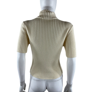 Staud Ribbed Ivory Lilou Sweater Top Size L
