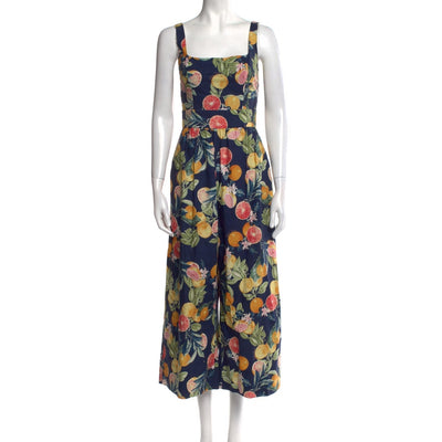 Cara Cara Printed Navy Square Neck Jumpsuit Size S