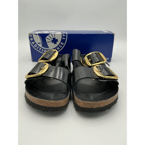 Birkenstock 'Arizona' Black Leather High Shine Big Buckle Sandal Size 10 Womens