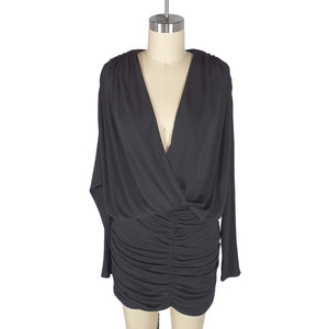 L'Academie Ruched Black Blake Mini Dress Size S NWT