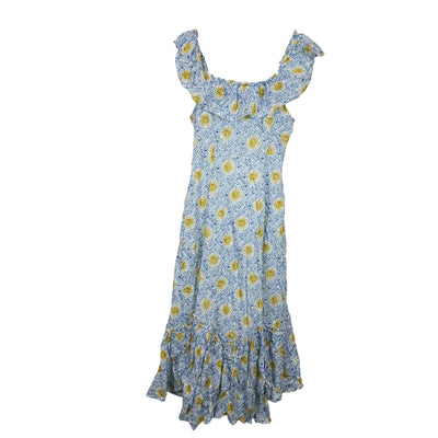 Rixo Printed White Blue Mauve Midi Size UK 8 / US 4 Dress