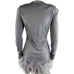 Neiman Marcus Feather Trimmed Lavender Bahira Mini Dress Size S NWT