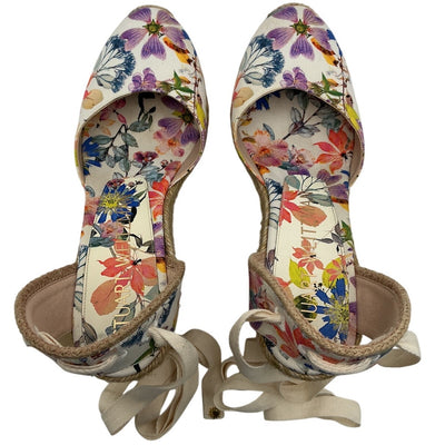 Stuart Weitzman Floral Multicolor Marguerita Espadrille Wedge Sandals Size 7.5
