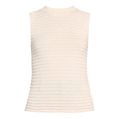 Frame Smocked Beige Crewneck Sweater Tank Size M