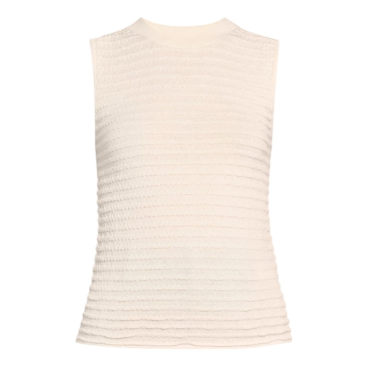 Frame Smocked Beige Crewneck Sweater Tank Size M