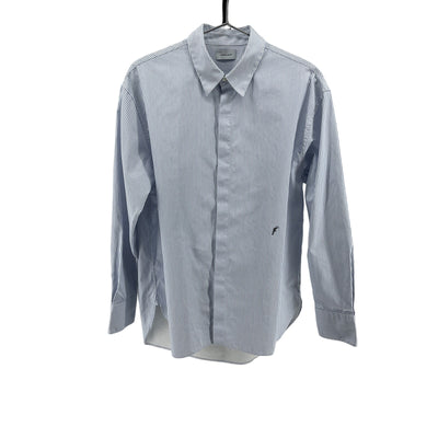 Ferragamo Pinstriped Blue Button-Front Size Large Shirt