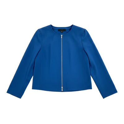 Lafayette 148 Sleek Blue Zip Front Jacket Size M