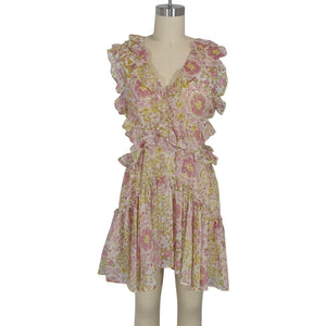 Misa Los Angeles Ruffled Pink Jolie Size M Dress