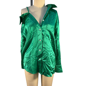 Alexander Wang Satin Poison Ivy Off The Shoulder Blouse Size XS