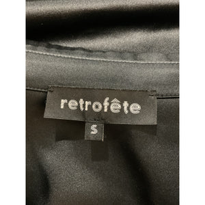 Retrofête Satin Black Sutton Blouse Size S