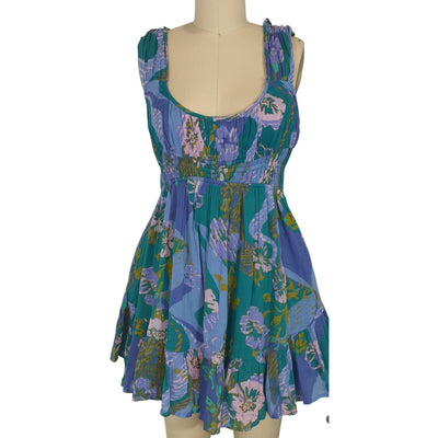 Free People Boho Blue Vernon Mini Dress Size S NWT