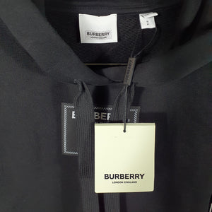 Burberry Logo Patch Black Vivienne Hooded Size Small Sweatshirt NWT
