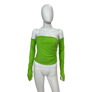 Helmut Lang Twist Green Polyester Long Sleeve Tube Top Size S