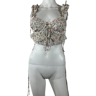 For Love & Lemons Floral Multicolor Gaia Crop Top Size XS